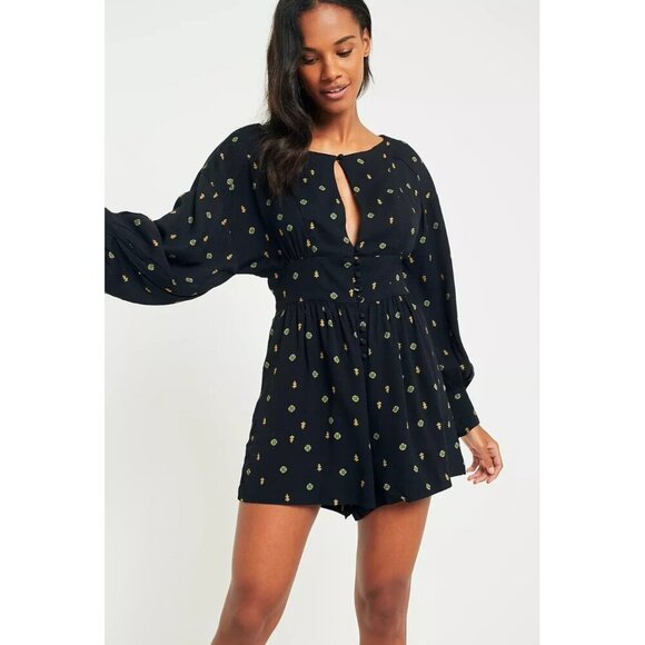 Women's - Free People Love Grows Geometric Long Sleeve Romper, Size Small - Picture 1 of 12